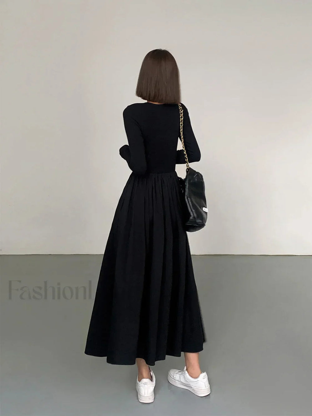 Leisure Pockets Long Sleeve Long Dress Dresses