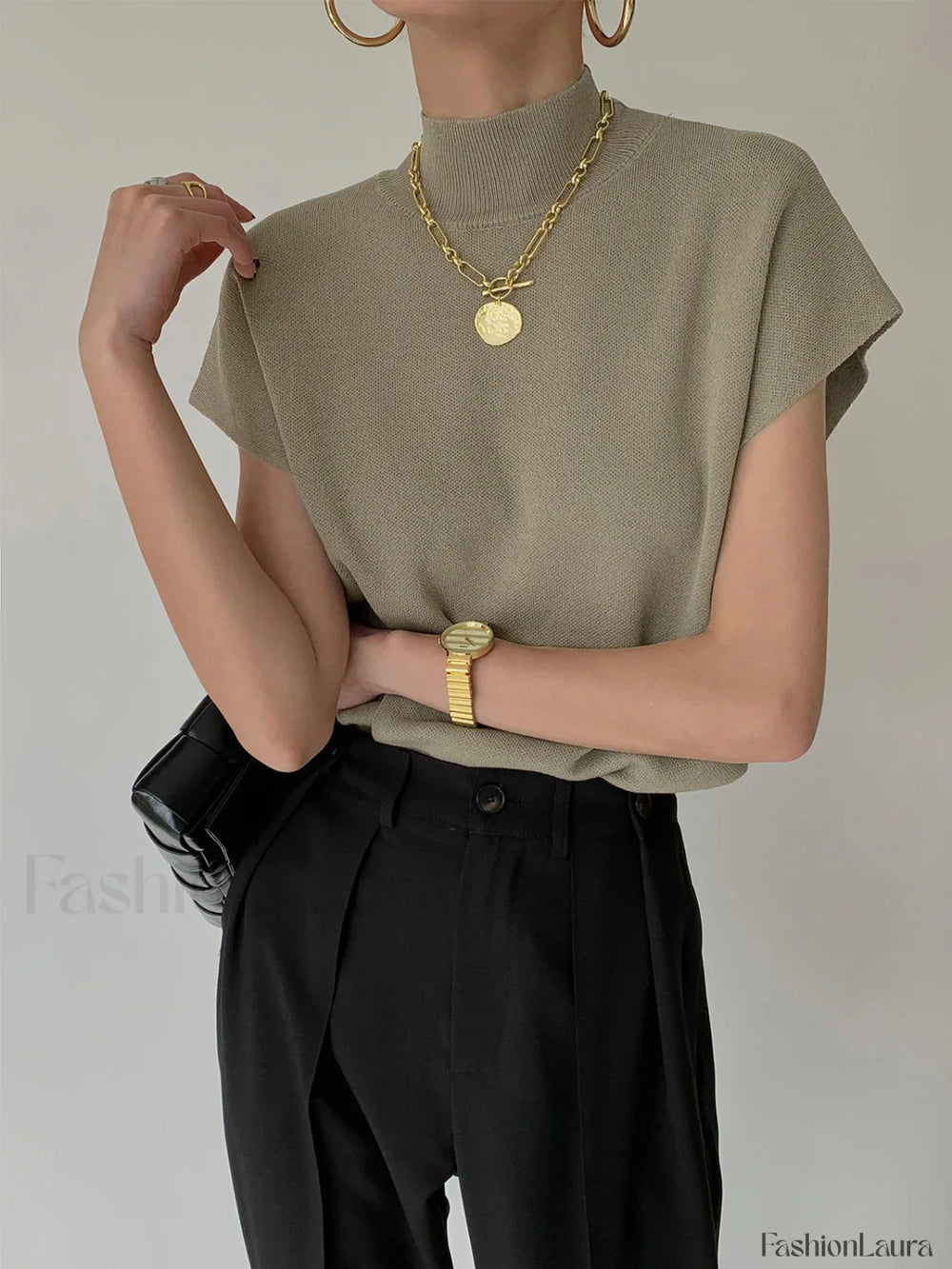Leisurely Solid Pullover Sweater Vest Khaki / XS Sweater Vests