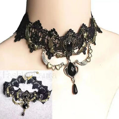 Lolita Gothic Lace Retro Neck Decoration Necklace BLACK