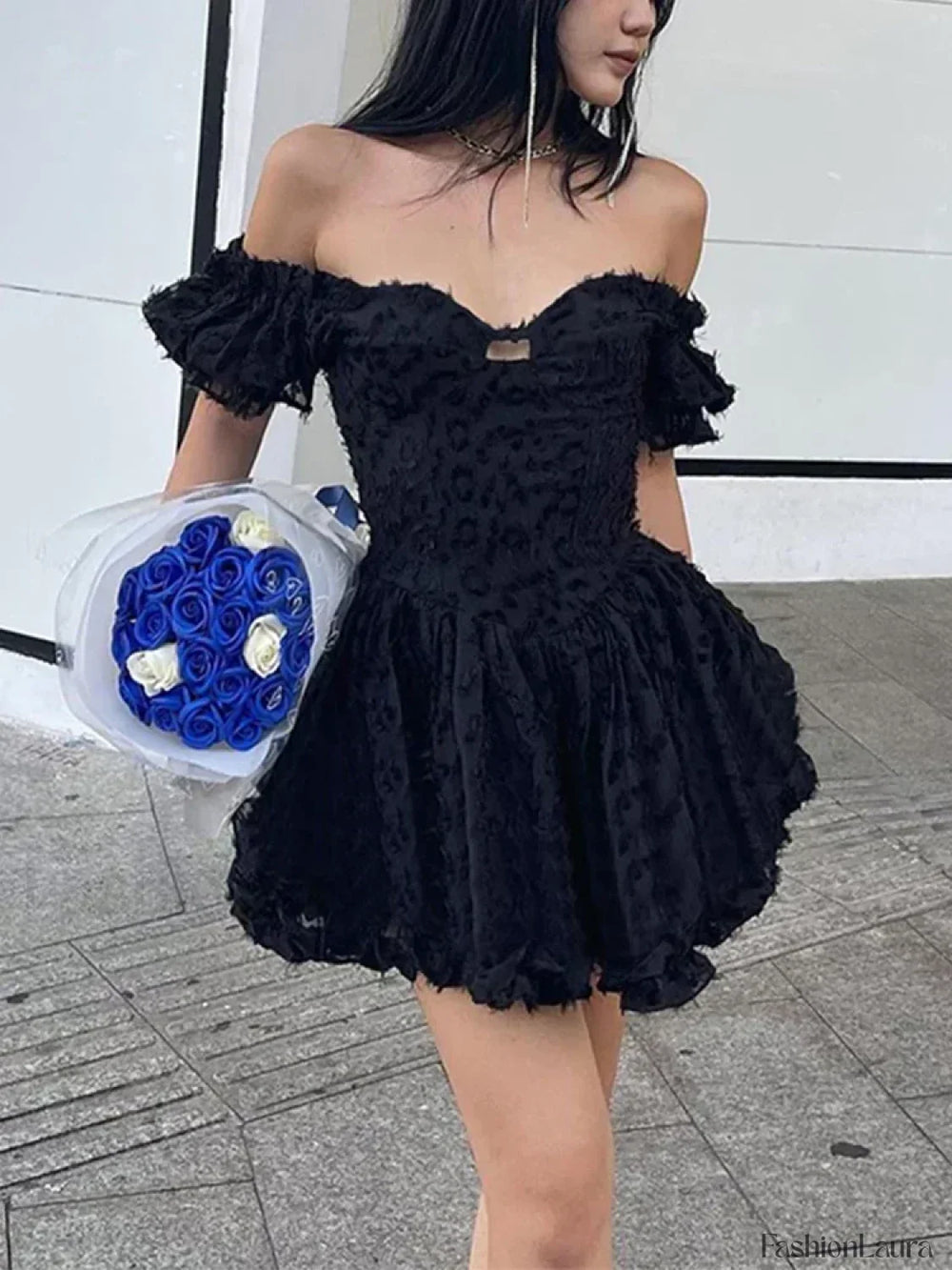 Lolita Summer Vintage High Waist Black Gown Goth Aesthetic Puff Sleeve V neck Corset Mini Dress