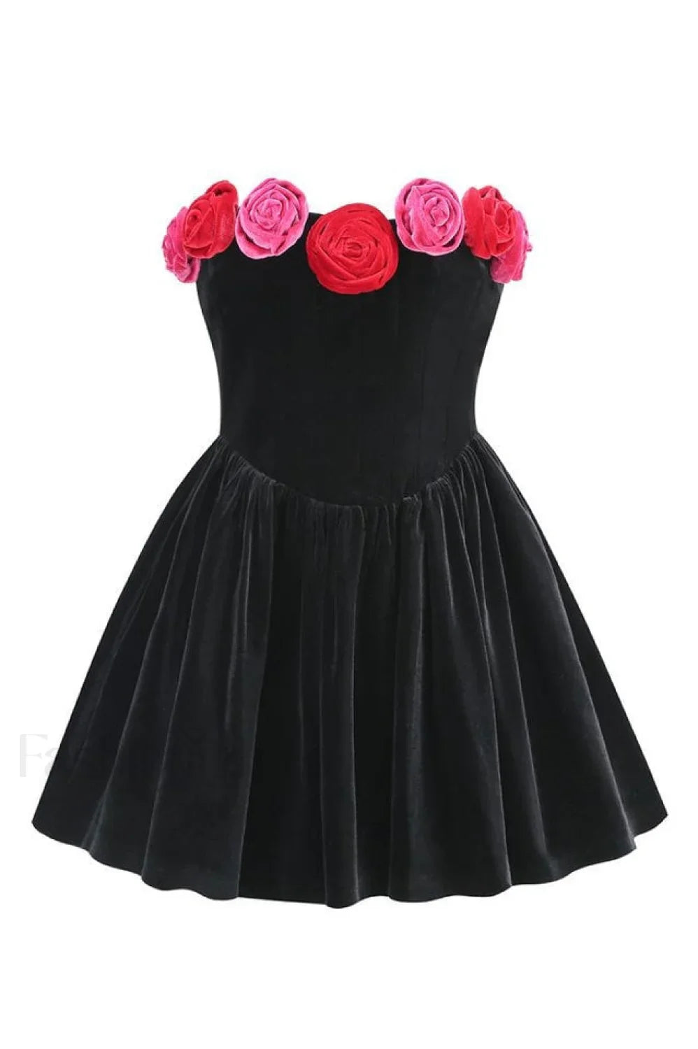 Macrouli Floral Velvet Charming Off Shoulder Mini Dress XS / Black