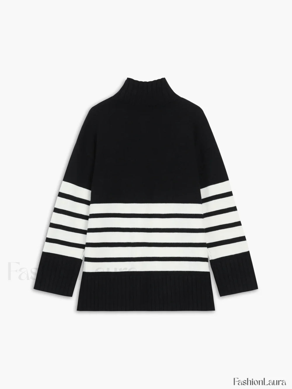 Miss Paris Mock Neck Stripe Sweater Sweaters