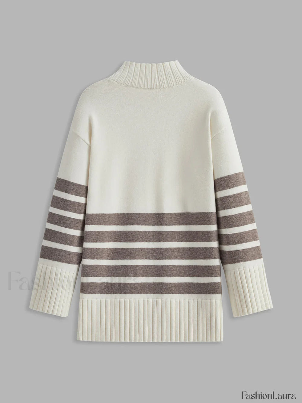 Miss Paris Mock Neck Stripe Sweater Sweaters