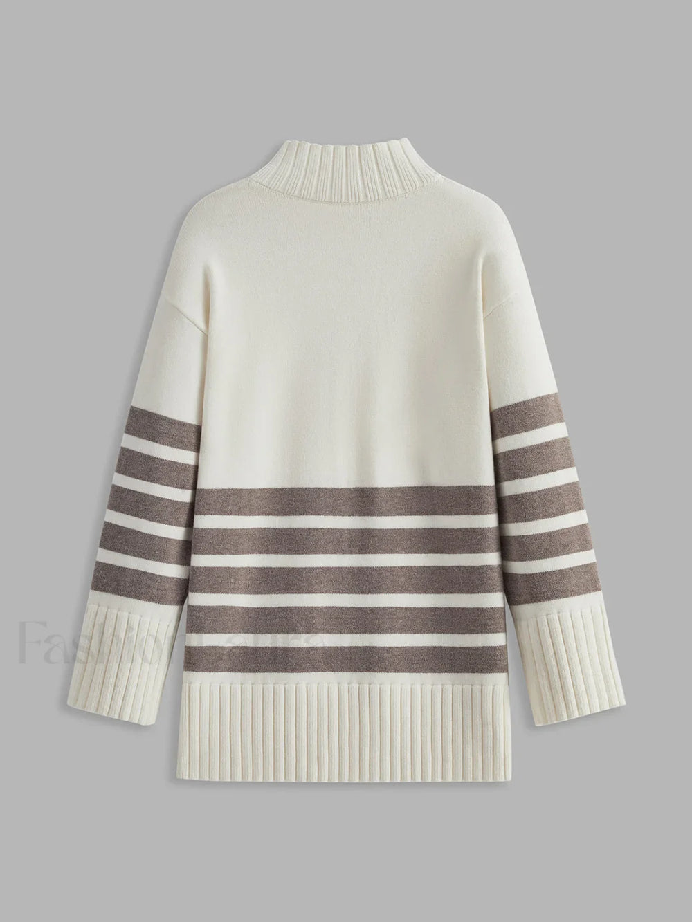 Miss Paris Mock Neck Stripe Sweater Sweaters