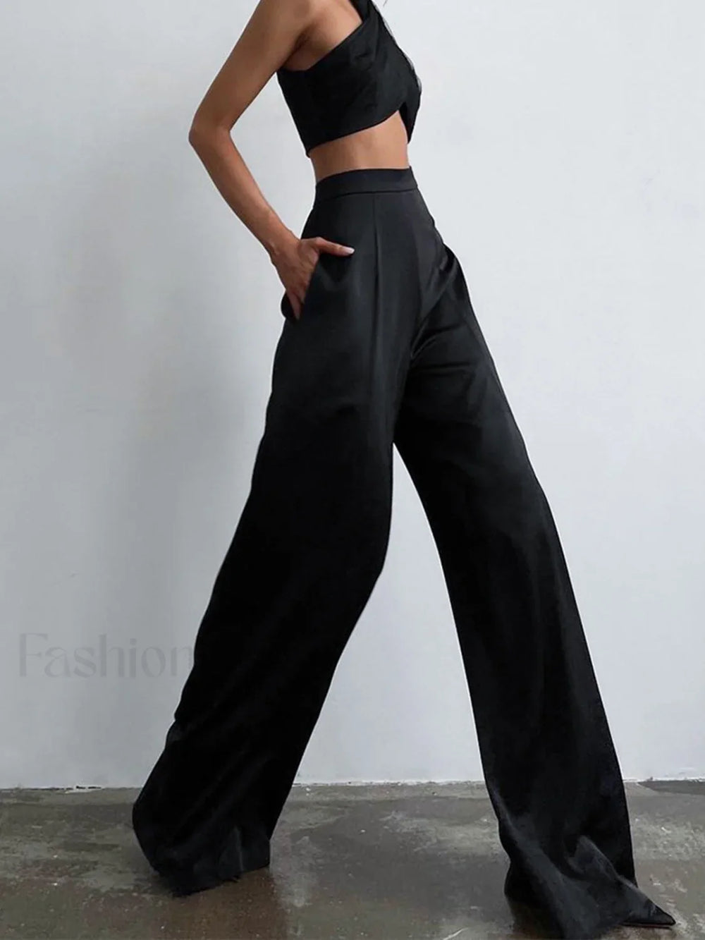 Oversized Satin Wide Leg Dress Pants Pants