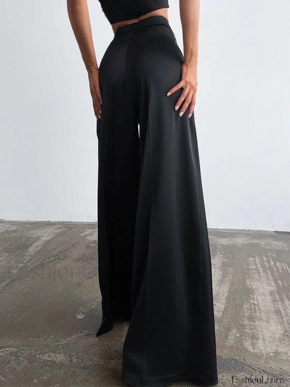 Oversized Satin Wide Leg Dress Pants Pants