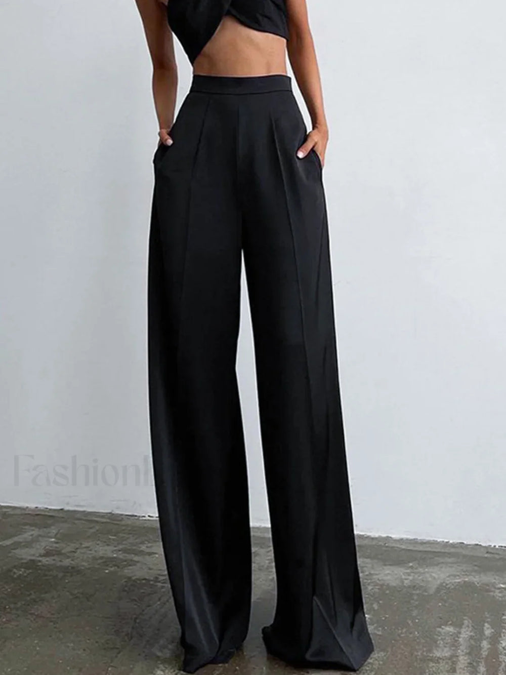 Oversized Satin Wide Leg Dress Pants Black / XS Pants