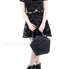 Pentagram Darkness Gothic Soft Leather High Quality Chain Bag Black / (30cm