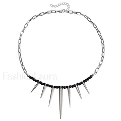 Punk Chain Black Pearl Studded WHITE