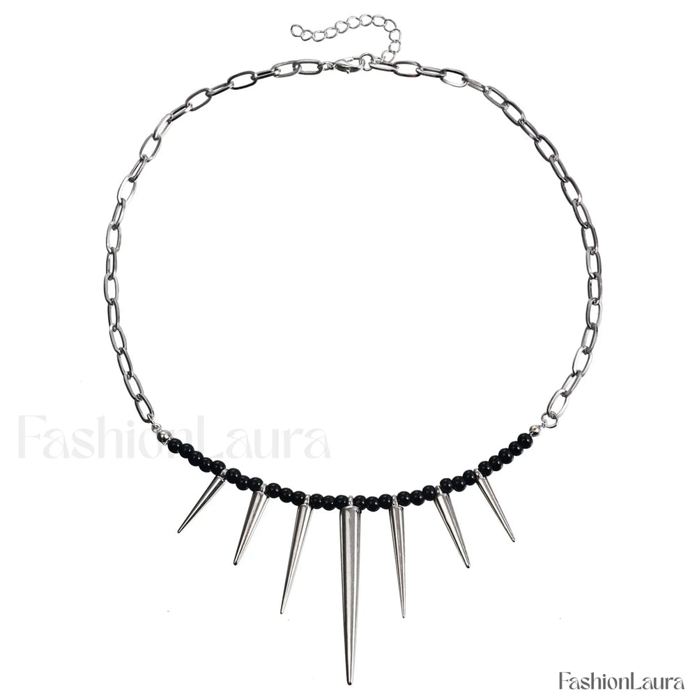 Punk Chain Black Pearl Studded WHITE