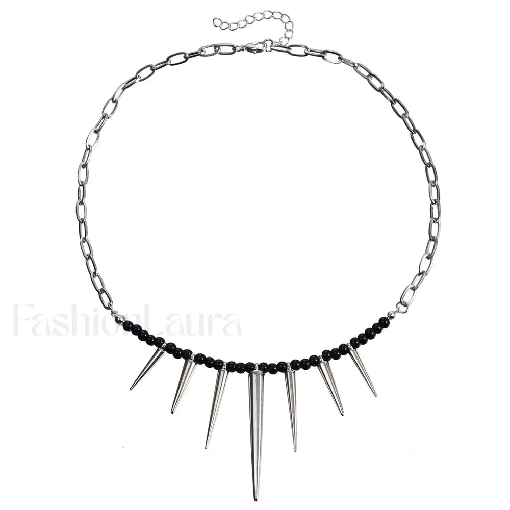 Punk Chain Black Pearl Studded WHITE