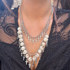 Punk Halloween Cross Tassel Skull Necklace