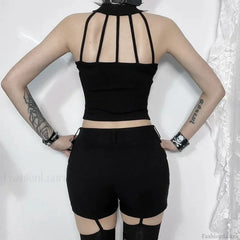 Punk Streetwear Backless Off Shoulder Crop Top