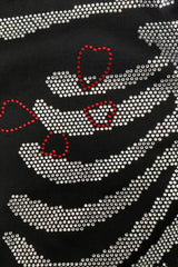 Rhinestone Heart and Skeleton Hoodie