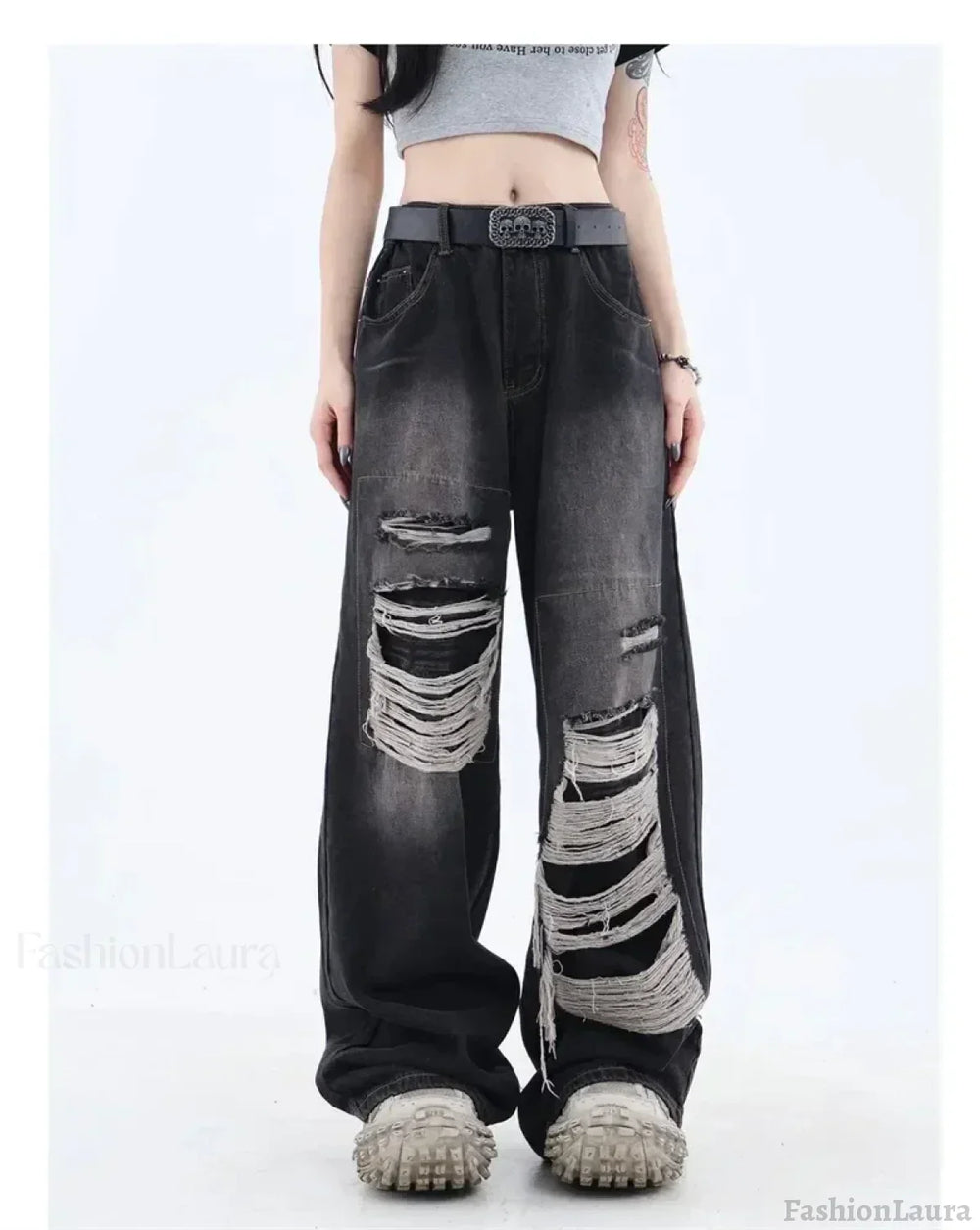 Ripped Y2K Halloween Pants Black 2 / M