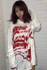 Rock Punk Pearl Button Hoodie White / S