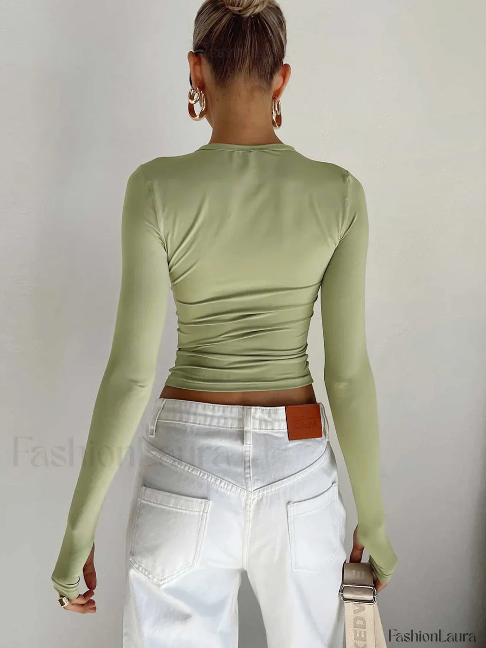 Semi Sheer Long Sleeve Crop Top T Shirts