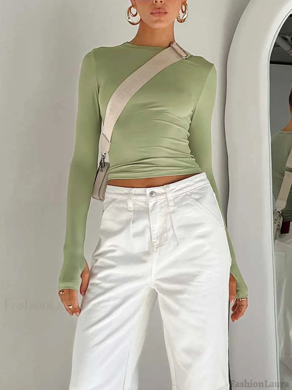 Semi Sheer Long Sleeve Crop Top T Shirts