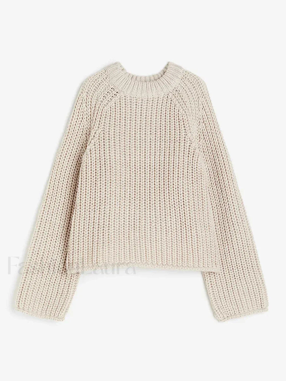 Solid Color Round Neck Loose Women’s Casual Long Sleeves Knitted Pullover Sweater Beige / S Sweaters L