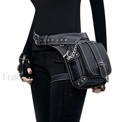 Steampunk Rock Waist Leg Hip Belt Motorcycle Fanny Packs Multi Chain Rivet Bag LDHG051