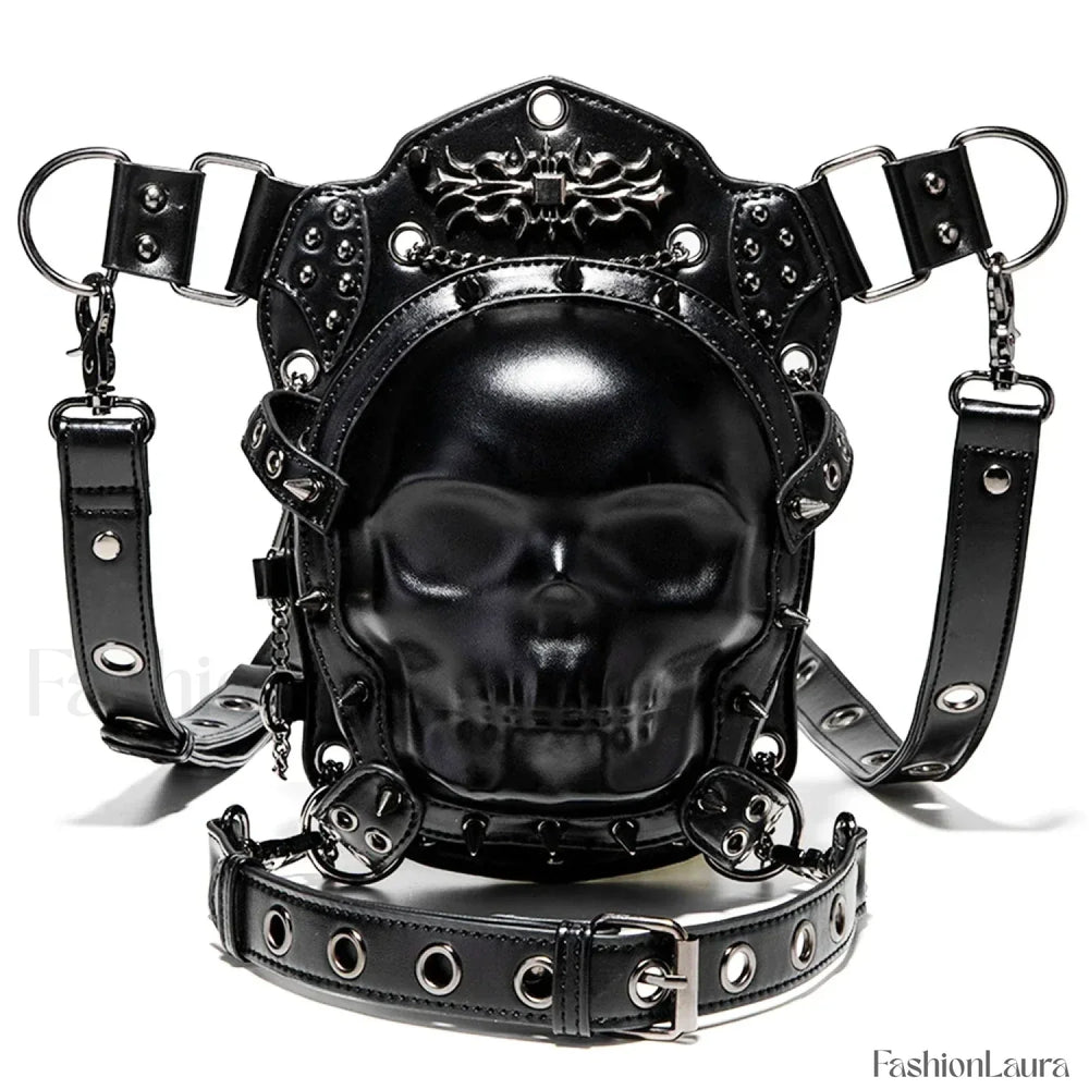 Steampunk Vintage Fanny Rivet Retro Rock Gothic Waist Thigh Leg BLACK
