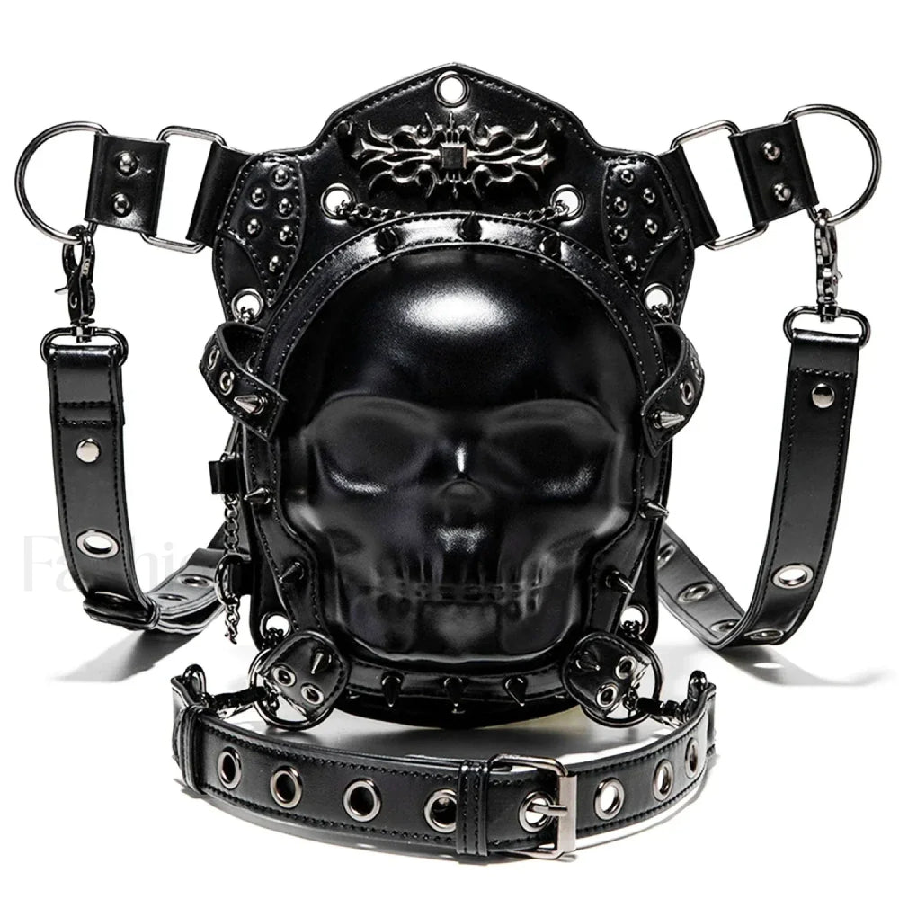 Steampunk Vintage Fanny Rivet Retro Rock Gothic Waist Thigh Leg BLACK