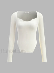 Sweetheart Long Sleeve Knit Top Knit Tops