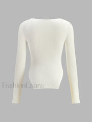 Sweetheart Long Sleeve Knit Top Knit Tops