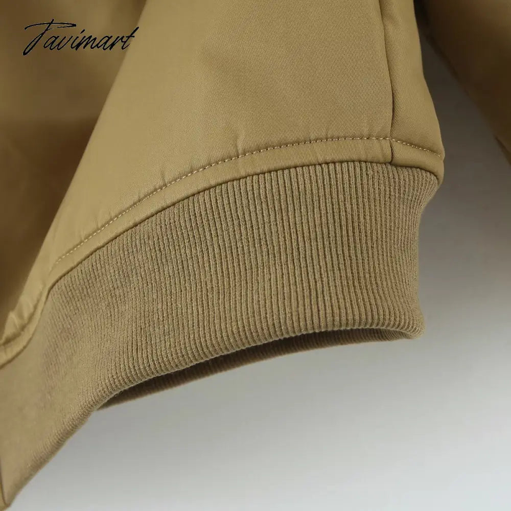 Tavimart American Vintage Coat Ins Blogger Vintage Loose Boyfriend Lovers Khaki Solid Bomber Jacket Women