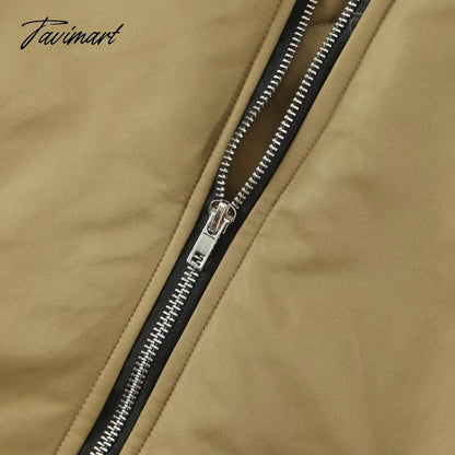 Tavimart American Vintage Coat Ins Blogger Vintage Loose Boyfriend Lovers Khaki Solid Bomber Jacket Women