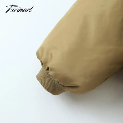 Tavimart American Vintage Coat Ins Blogger Vintage Loose Boyfriend Lovers Khaki Solid Bomber Jacket Women