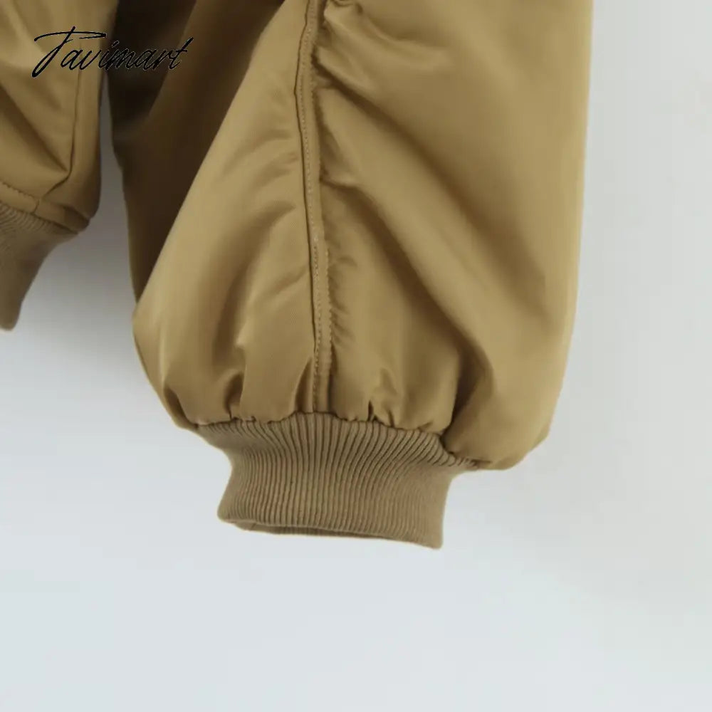 Tavimart American Vintage Coat Ins Blogger Vintage Loose Boyfriend Lovers Khaki Solid Bomber Jacket Women