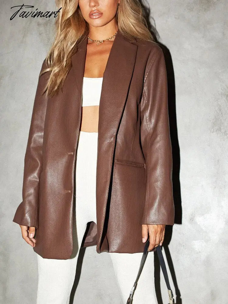 Tavimart Autumn And Winter New High - Quality Women’s Leather Casual Warm Suit Jacket Top