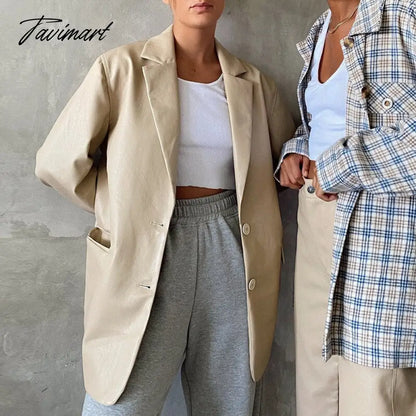 Tavimart Autumn And Winter New High - Quality Women’s Leather Casual Warm Suit Jacket Top