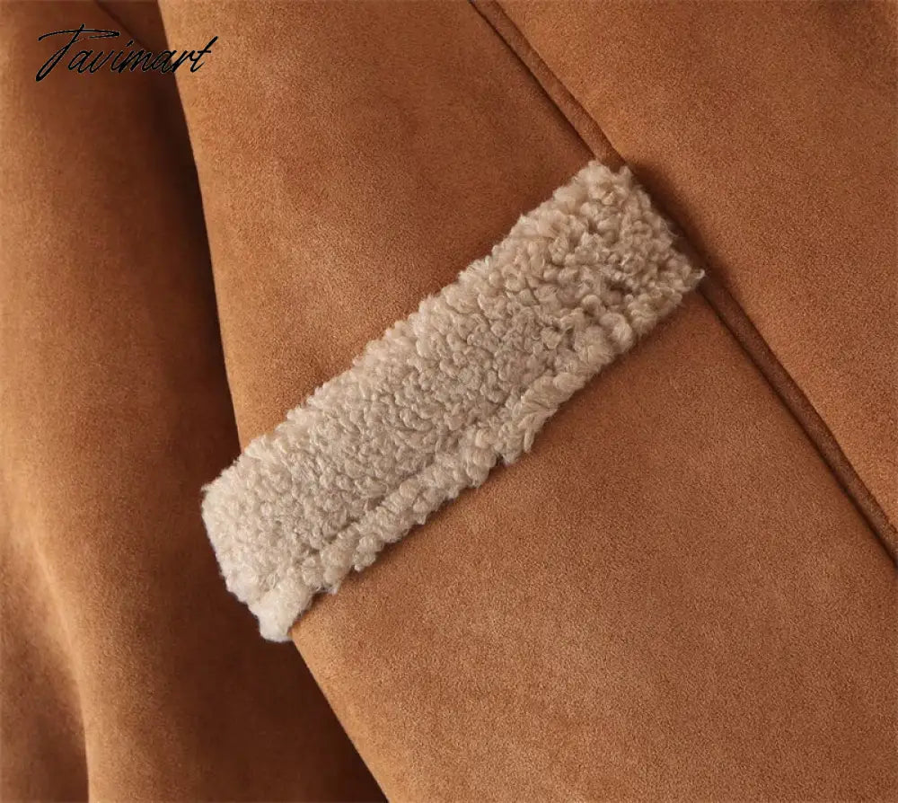 Tavimart Autumn Retro Suede Long Sleeves Warm Coats Women New Loose Solid Color Jackets Streetwear Fashion Casual Casacos Mujer