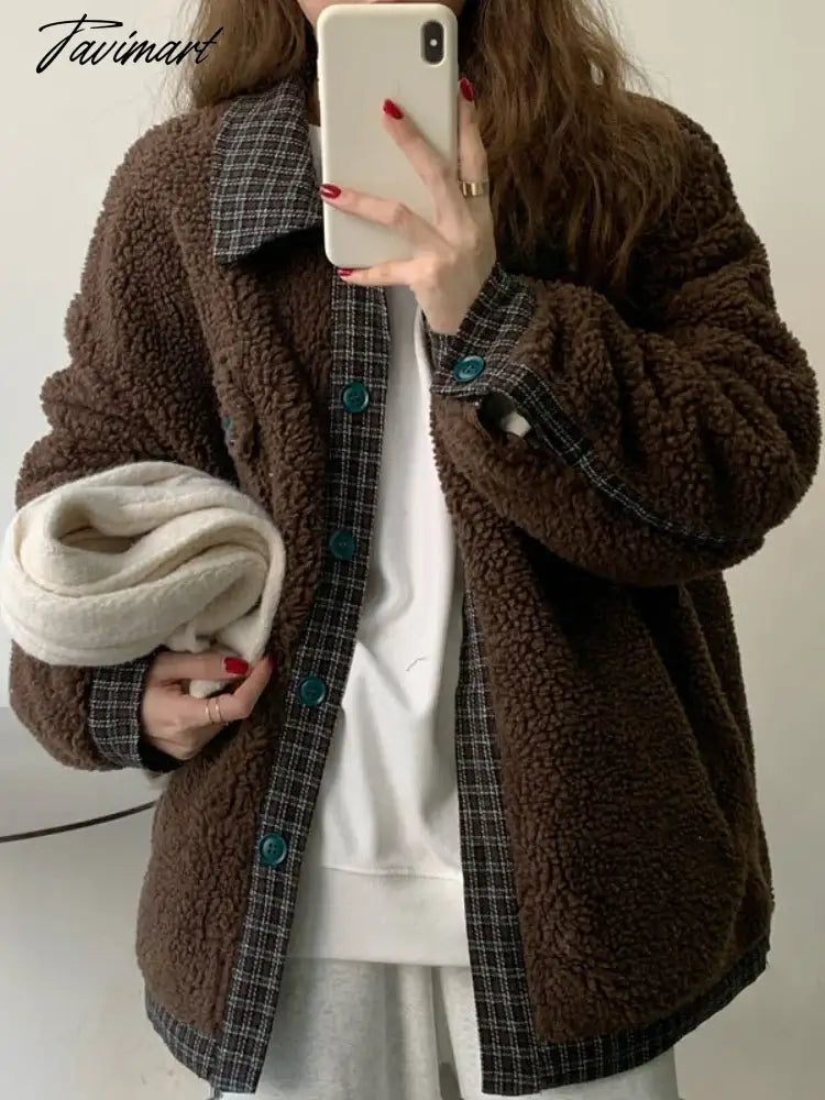 Tavimart Coat Women Winter Jacket Korean Fashion Casual Vintage Thick Solid Coat Jackets for Women Outerwear & Coats Clothes Women