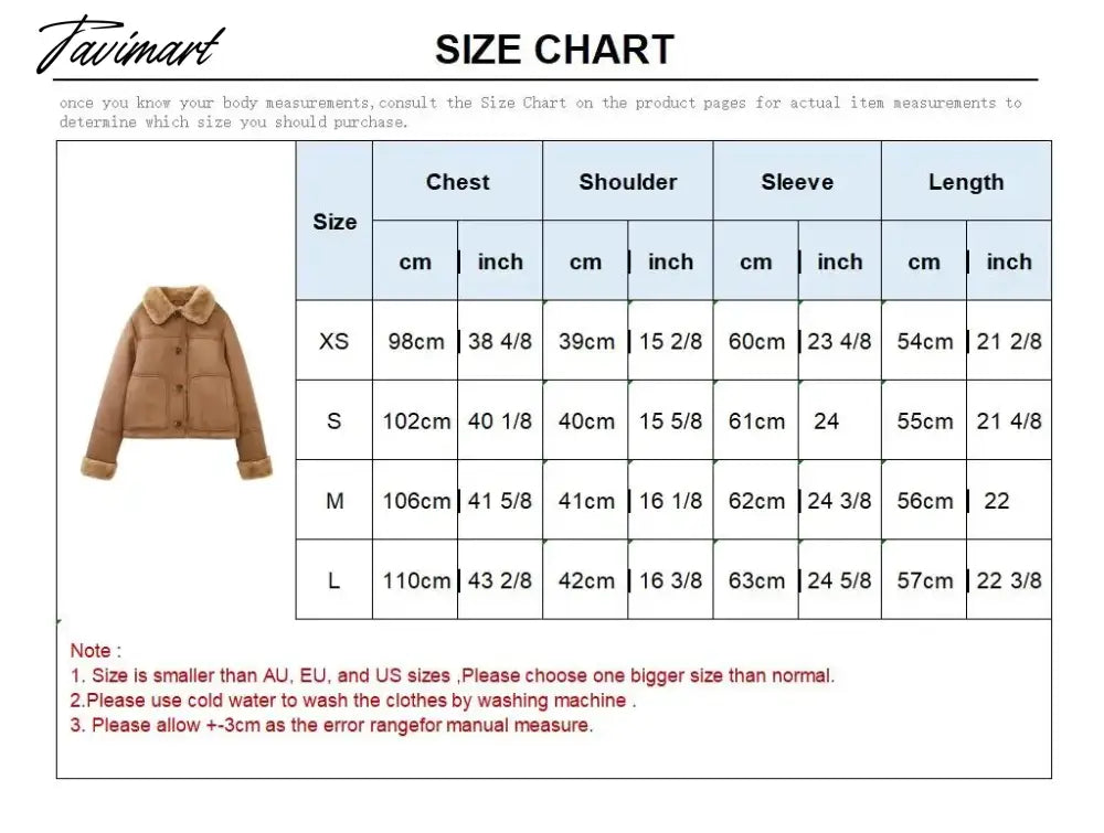 Tavimart Faux Suede Jacket Coat Female Turn Down Collar With Pocket Button-up Warm Winter Jackets For Women Vintage Fashion Women's Coats