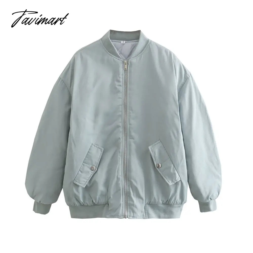 Tavimart New Women’s Street Style Loose Jacket Cotton Coat Gray / Xs