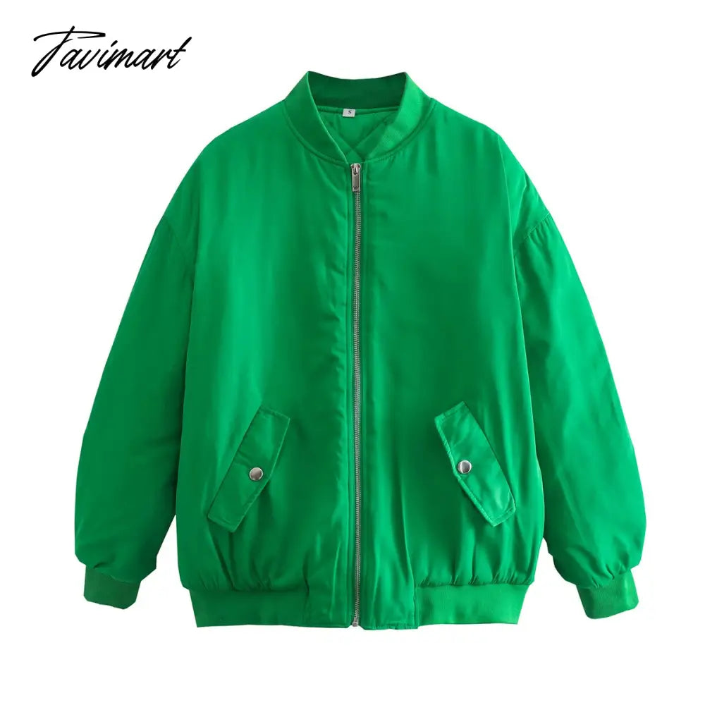 Tavimart New Women’s Street Style Loose Jacket Cotton Coat Green / Xs