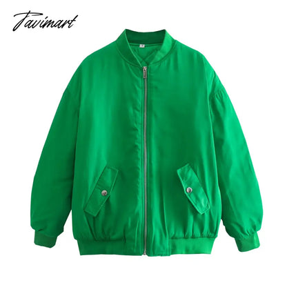 Tavimart New Women’s Street Style Loose Jacket Cotton Coat Green / Xs