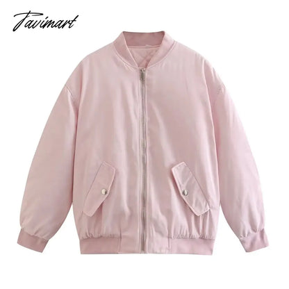 Tavimart New Women’s Street Style Loose Jacket Cotton Coat Pale Pinkish Grey / Xs