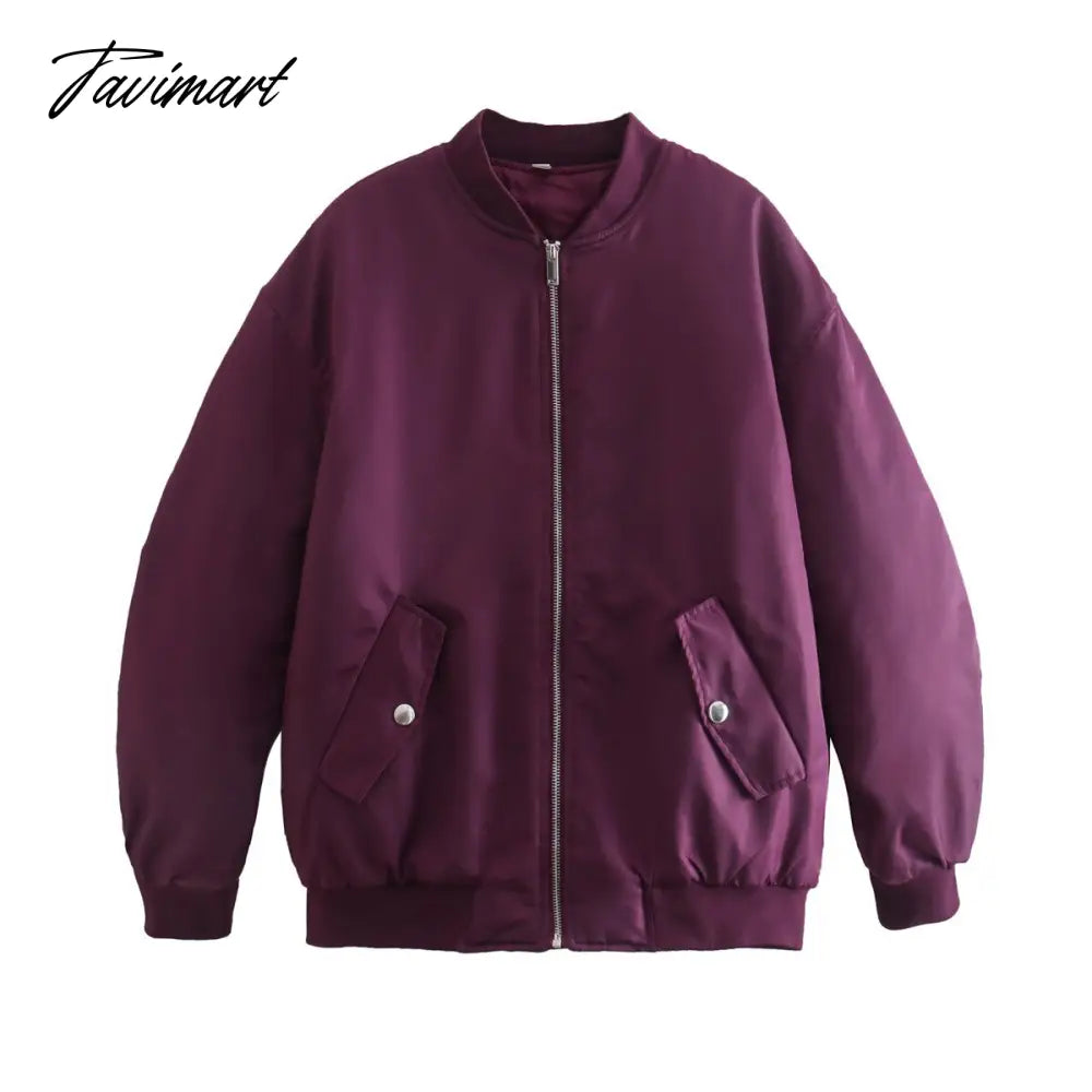 Tavimart New Women’s Street Style Loose Jacket Cotton Coat Purple / Xs