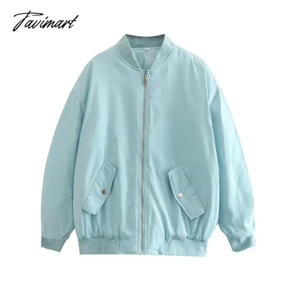 Tavimart New Women’s Street Style Loose Jacket Cotton Coat The Light Blue / Xs