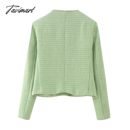 New Women Woolen Coat Long Sleeve Green Coat Fashion Lady Outwear