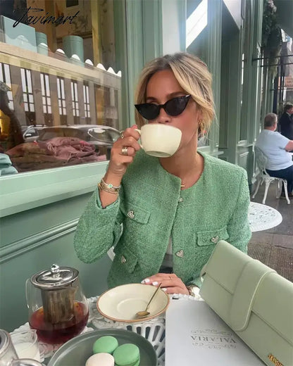 New Women Woolen Coat Long Sleeve Green Coat Fashion Lady Outwear