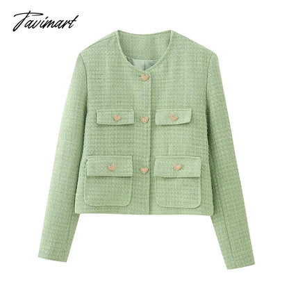 New Women Woolen Coat Long Sleeve Green Coat Fashion Lady Outwear