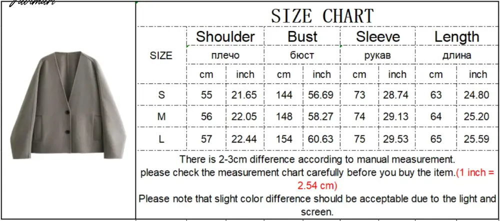 Tavimart Solid V-neck Single Breasted Long Sleeved Jacket Women's Fashion Casual Autumn Winter Warm Coat Female Chic Street Outwear
