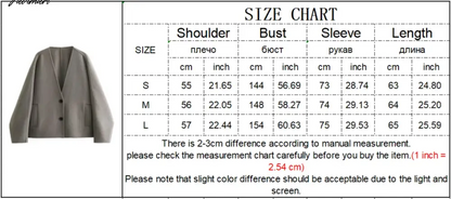 Tavimart Solid V-neck Single Breasted Long Sleeved Jacket Women's Fashion Casual Autumn Winter Warm Coat Female Chic Street Outwear