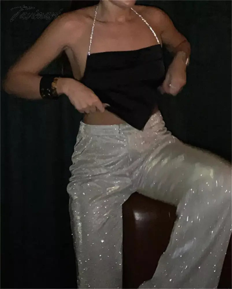 Tavimart Sparkly Blazers For Women Oversized Loose Sliver Black Gliiter Casual Jackets Blazer Set Pink Coat Women Party Outfits