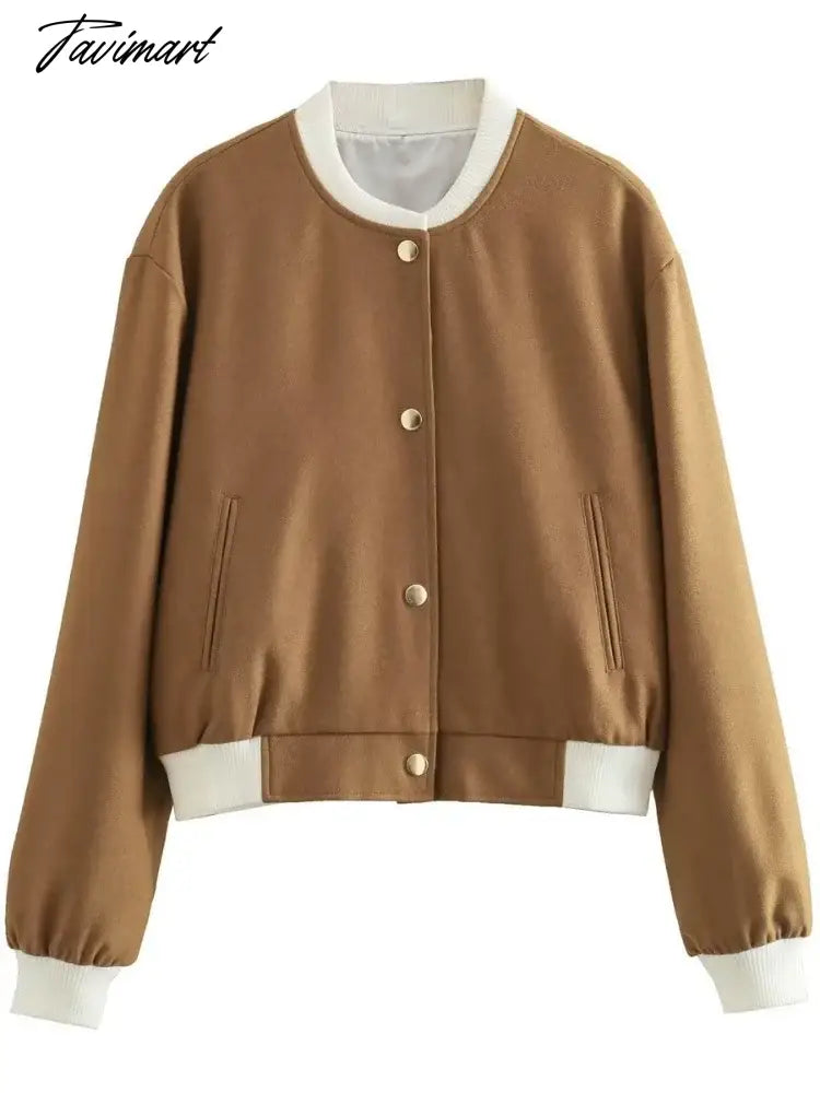 Tavimart Spring Autumn Short Jacket Women Slim Long Sleeve Single Breasted Crop Top Woman Casual Jackets